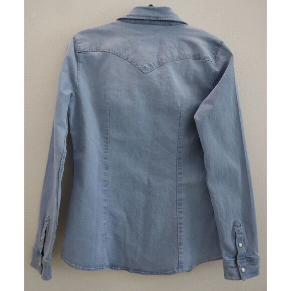 True Religion 207151R Women’s Sz M Blue Western Button-Up L/S Denim Shirt - Picture 2 of 11
